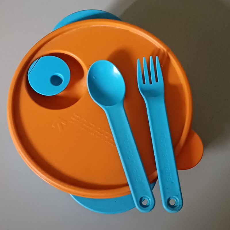 (SECOND) Tupperware Fancy Crystalwave Lunch Set CWL Biru Orange | lunch box bekal makan