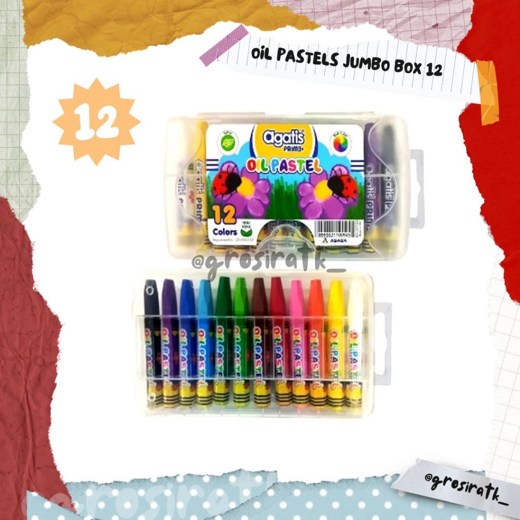 

AGATIS PRIME OIL PASTELS JUMBO HEXAGONAL SHAPE WITH TRIANGULAR TIP in PP PLASTIC BOX 12 COLORS - in SET / CRAYON