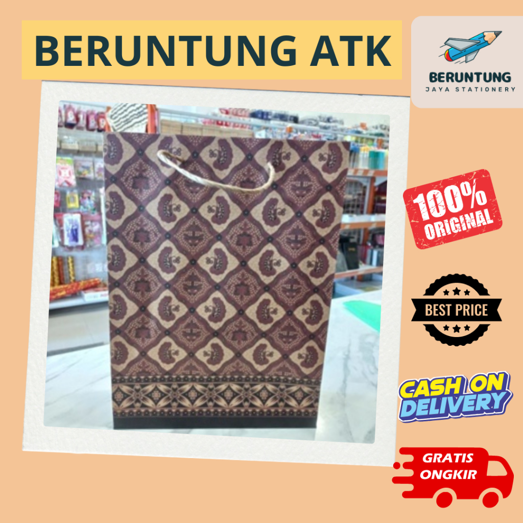 

PCS | Paper bag Batik tali rotan Besar | Satuan