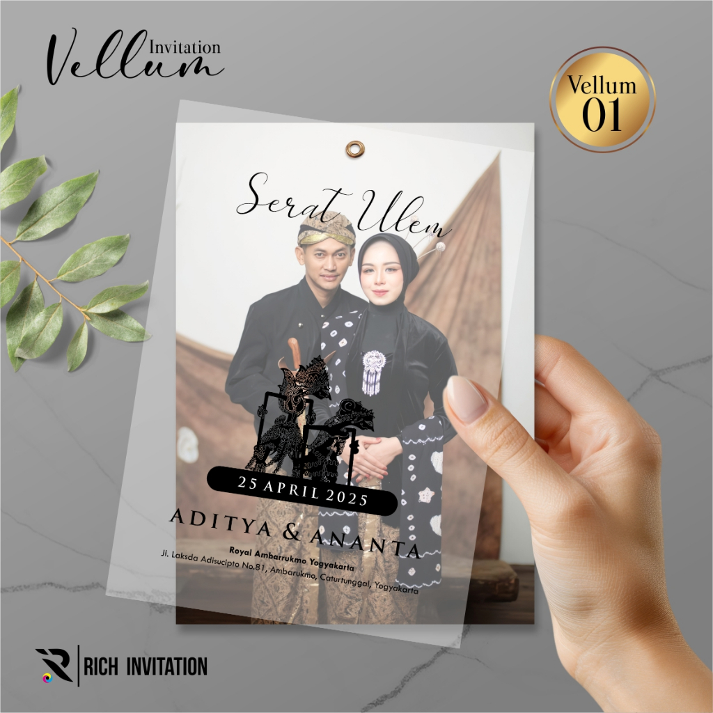 UNDANGAN PERNIKAHAN KALKIR FOTO MEWAH AESTHETIC - UNDANGAN PERNIKAHAN VELLUM ELEGAN UNIK