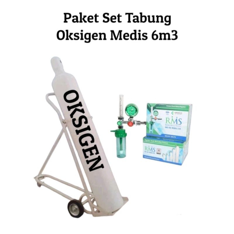 Tabung Oksigen Medis 6m3 Paket Lengkap Tabung Oksigen Medis 6m3 ( 40 Liter ) + isi