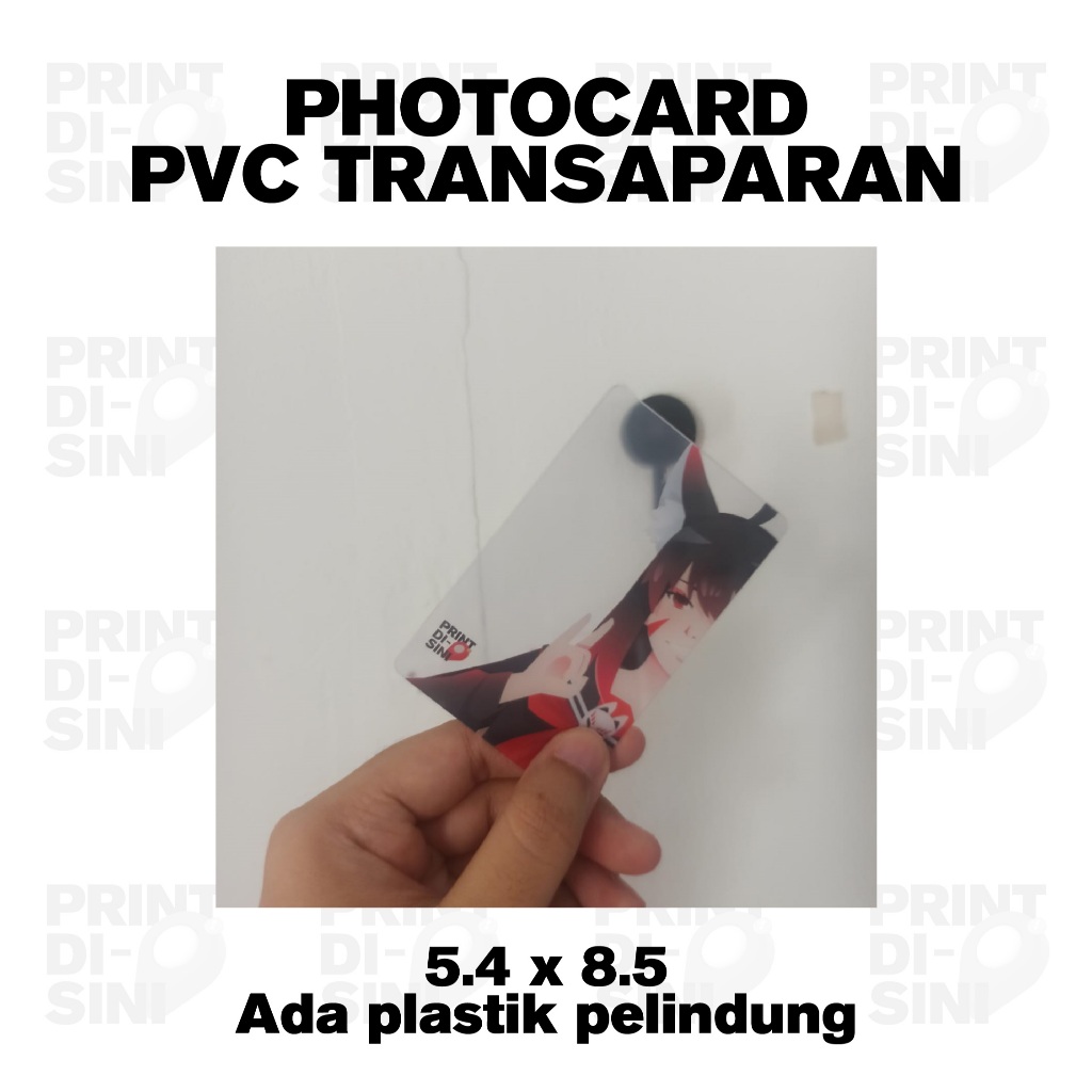 Cetak Custom Photocard PVC Transparan White Ink Mesin UV