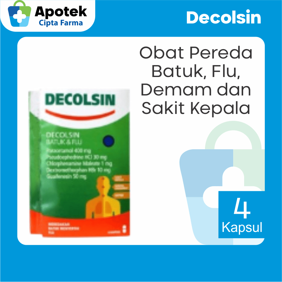 Decolsin Kapsul Paracetamol Parasetamol Pseudoephedrine Dextromethorphan Guaifenesin Obat Batuk Flu 