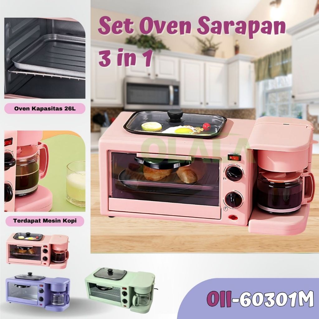 【COD】Oven Listrik 3 In 1 Dengan Alat Pembuat Teh dan Kopi OLL-60301M Kitchenwere