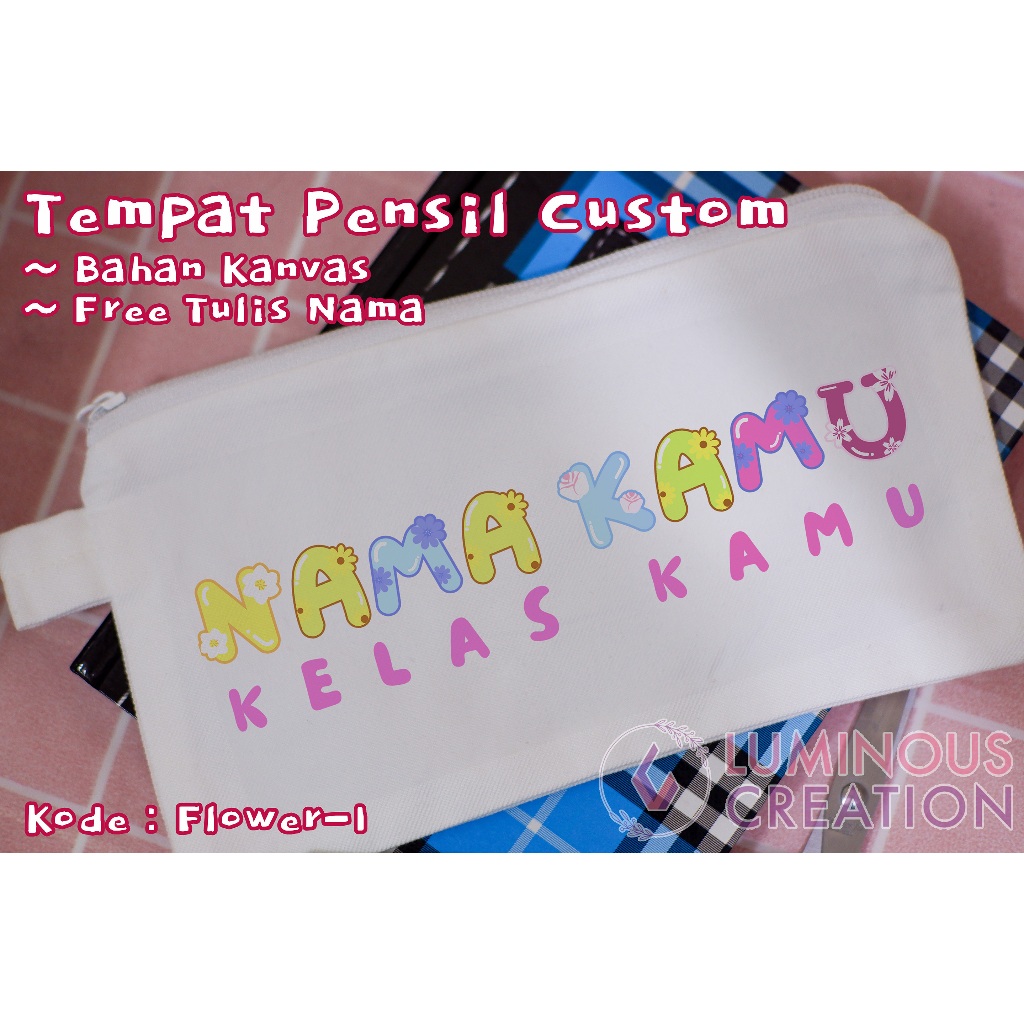 

Tempat Pensil Custom Tulis Nama Bahan Kanvas