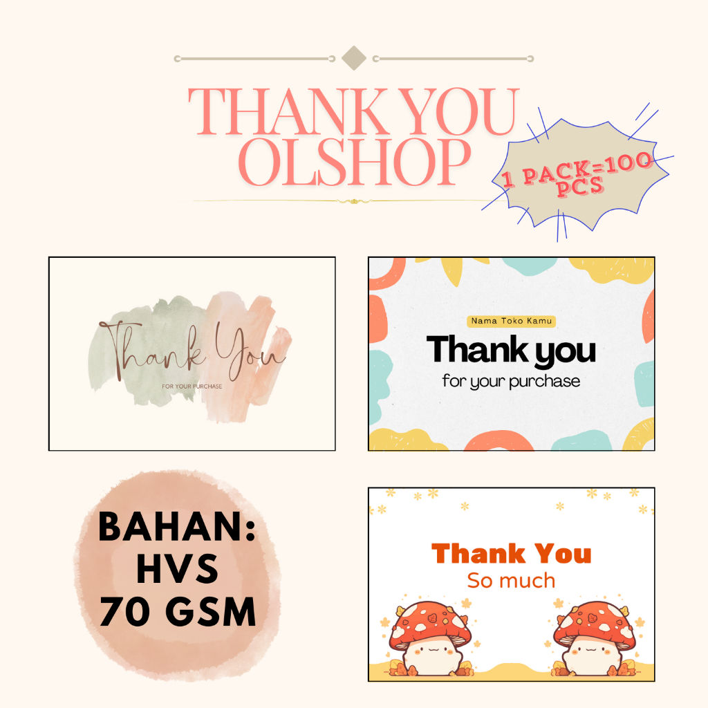

100 Lembar Kertas Thank You | Thank You Card | Kartu Thank You
