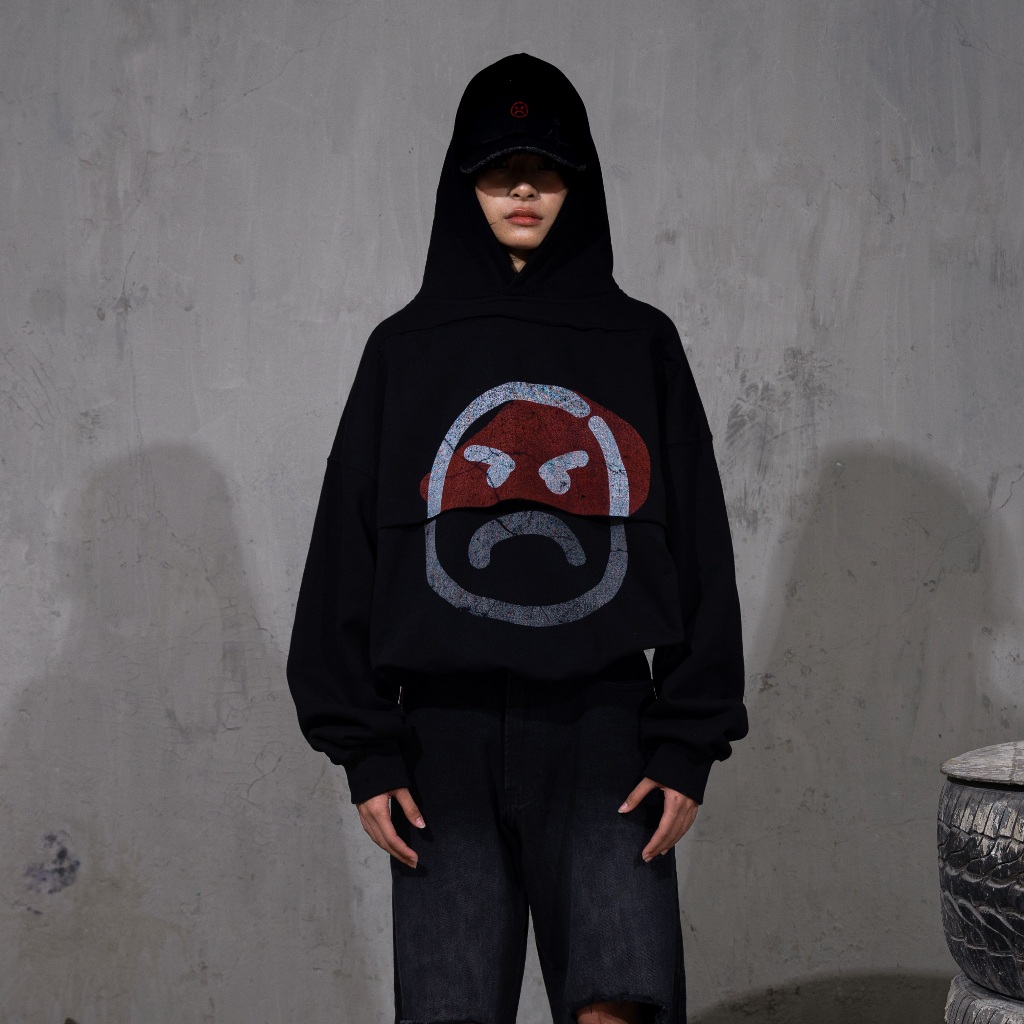 YU7 FAITH FADE - Angey Double Layer Hoodie (Black)