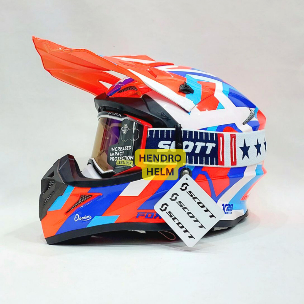 Helm Jpx Cross Fox1 X29 Red Glossy Orange Google