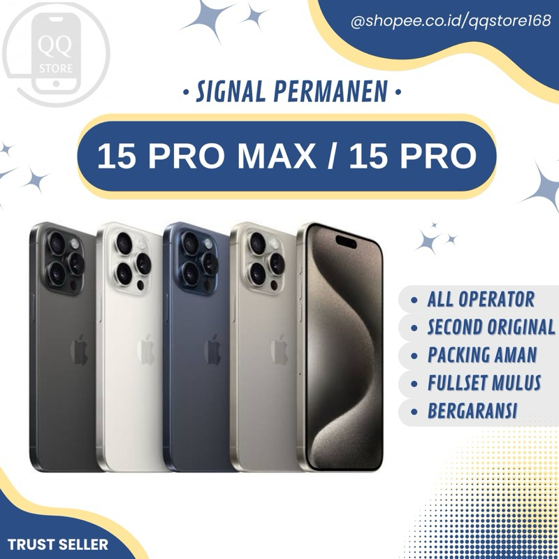 iPhone 15 Pro Max / 15 Pro 128GB/256GB/512GB (imei Terdaftar) Second Mulus Nomal Fullset