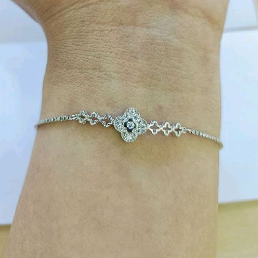 Gelang tangan serut Asli perak silver 925 lapis emas putih gel08
