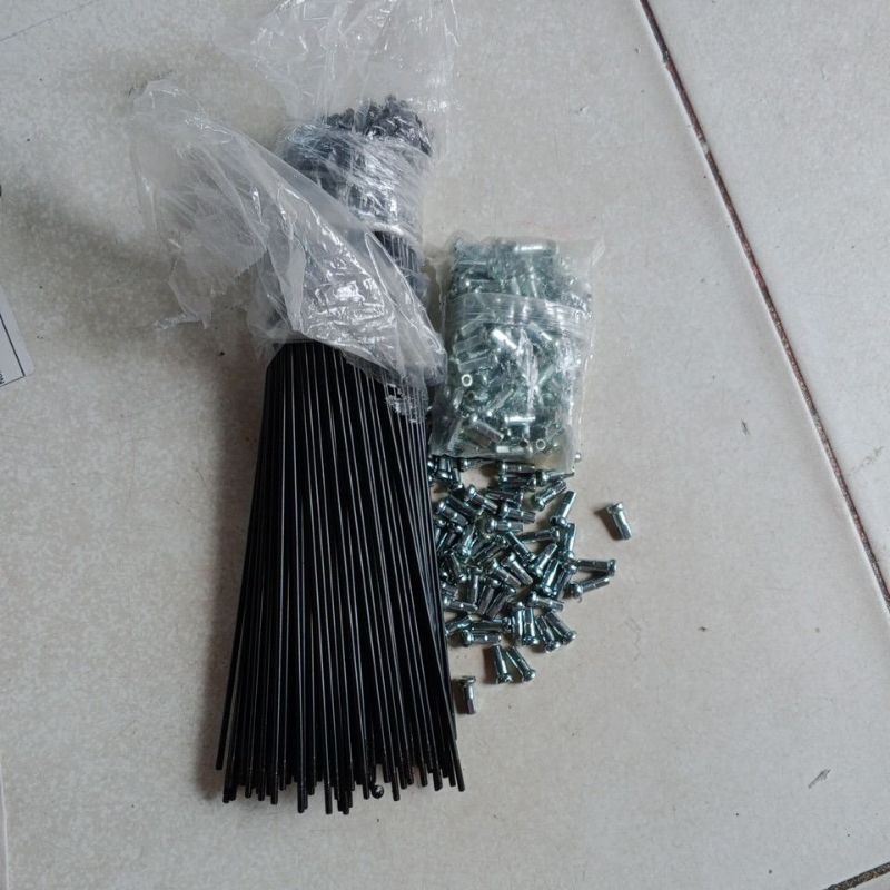 Jari jari/Ruji Sepeda 20" HITAM Spoke panjang 187mm 36 pcs, sepeda BMX lipat minion