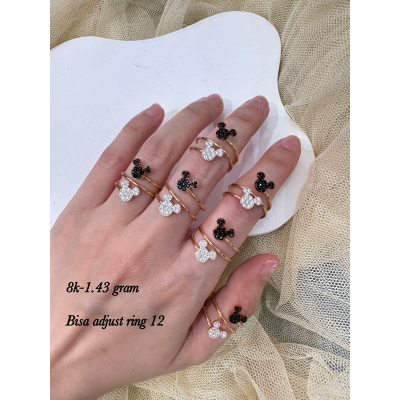 Cincin spiral mickey mouse mata hitam putih rosegold