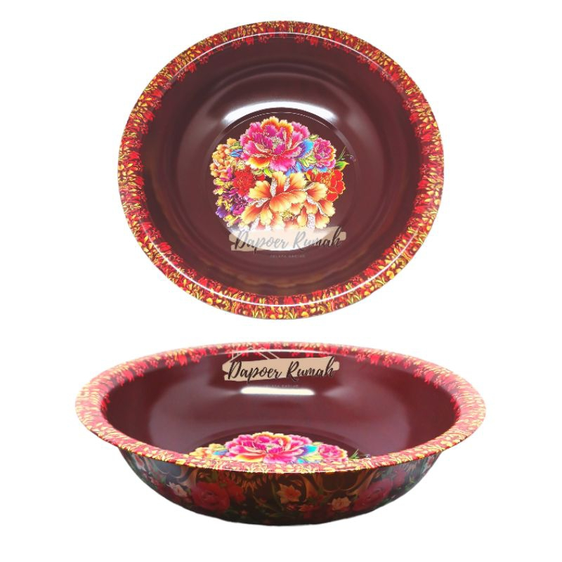 Baskom Enamel Kembang 36 CM 40' CM/Baskom Bunga/Baskom Jumbo Enamel