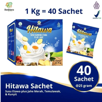 

Hitawa Sachet per Box Susu Kambing Etawa Plus Jahe Isi 40 Sachet