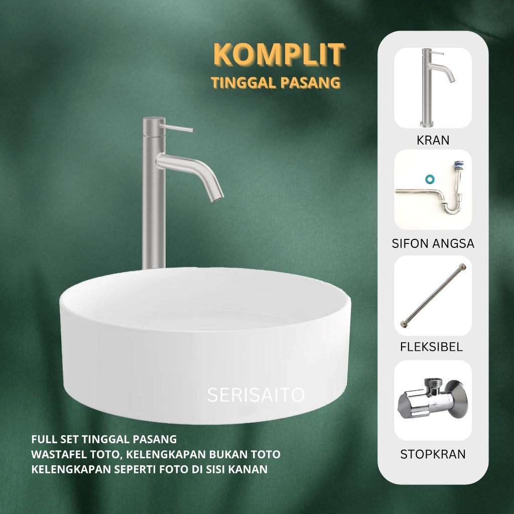 Washtafel TOTO Meja Bulat LW573J / Wastafel Keramik LW 573J LENGKAP PASANG