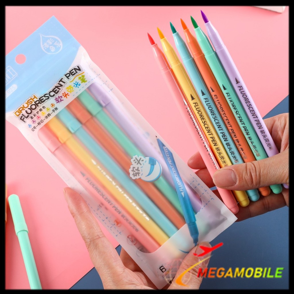 

MM Pena Kuas Warna Pulpen Brush Marker Highlighter Warna Pastel Random Set 6pcs Brush Pen Murah Highlighter Pen Calligraphy Brush Lettering Aesthetic Vintage Warna Warni Brush Marker
