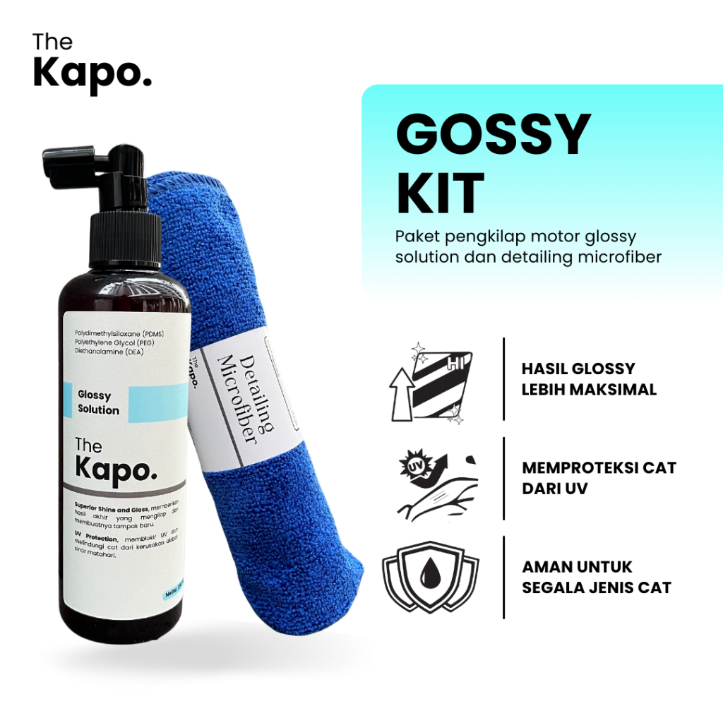 The Kapo Clean | Glossy Kit – Pengkilap Body Motor Mobil, Glossy, Wax, Coating, Pengkilap Cat, Shine