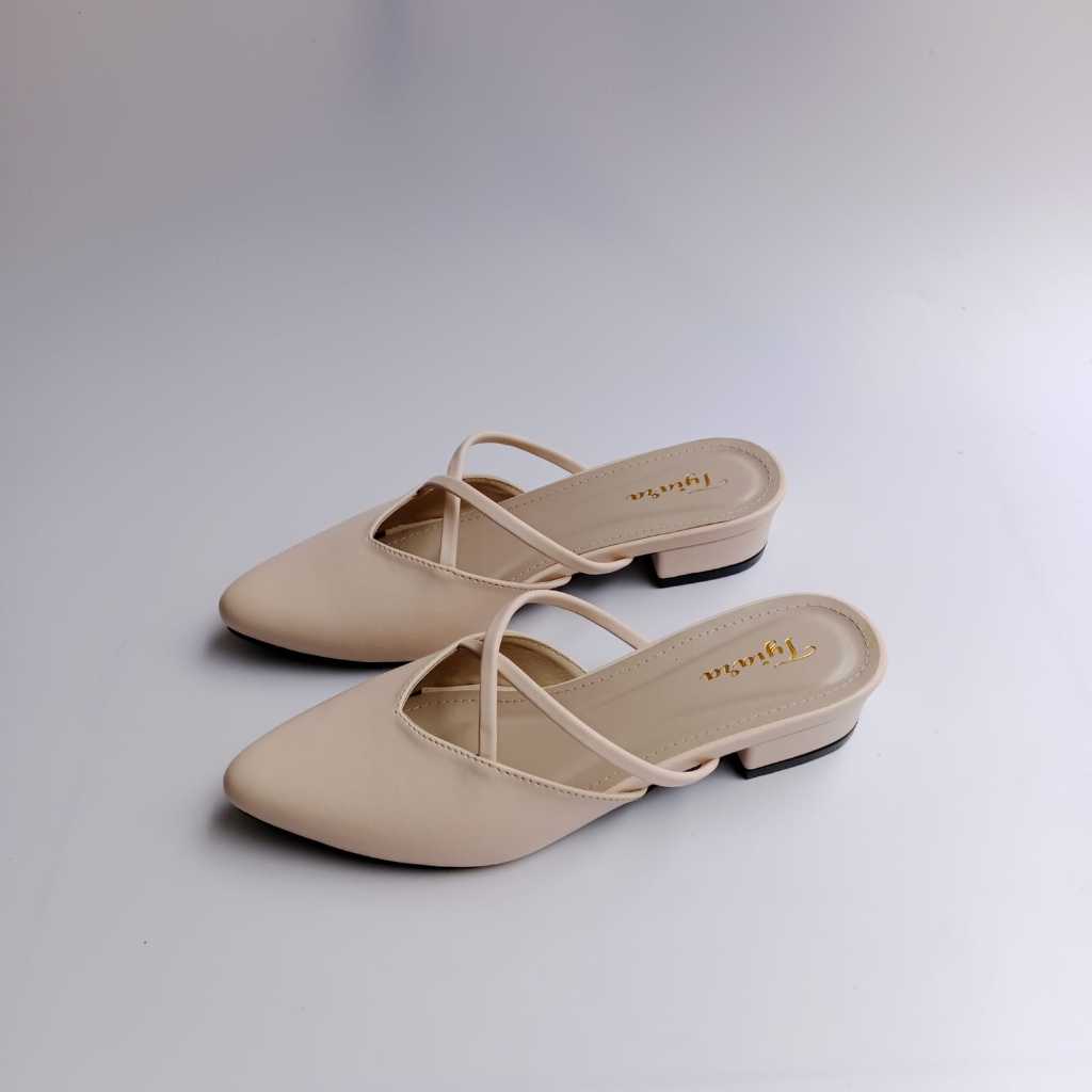 Sandal Heels Mules Wanita Tinggi Hak 3cm