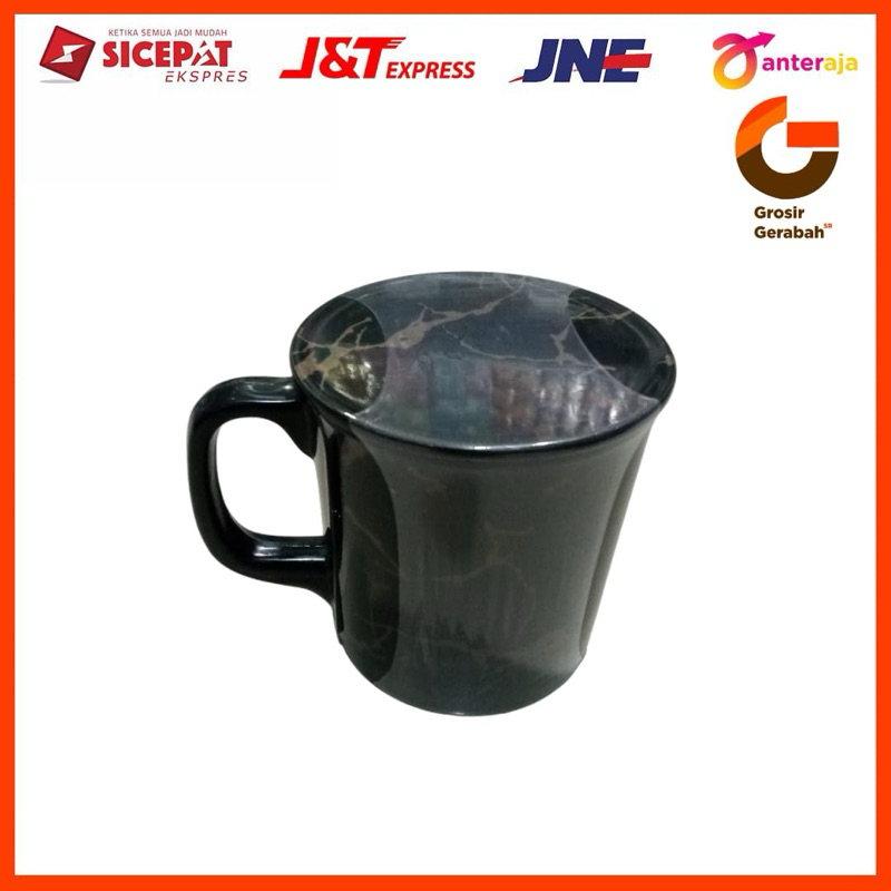 maspion vanda melamine mug 3,5” + tutup black marble clf3952-3,5