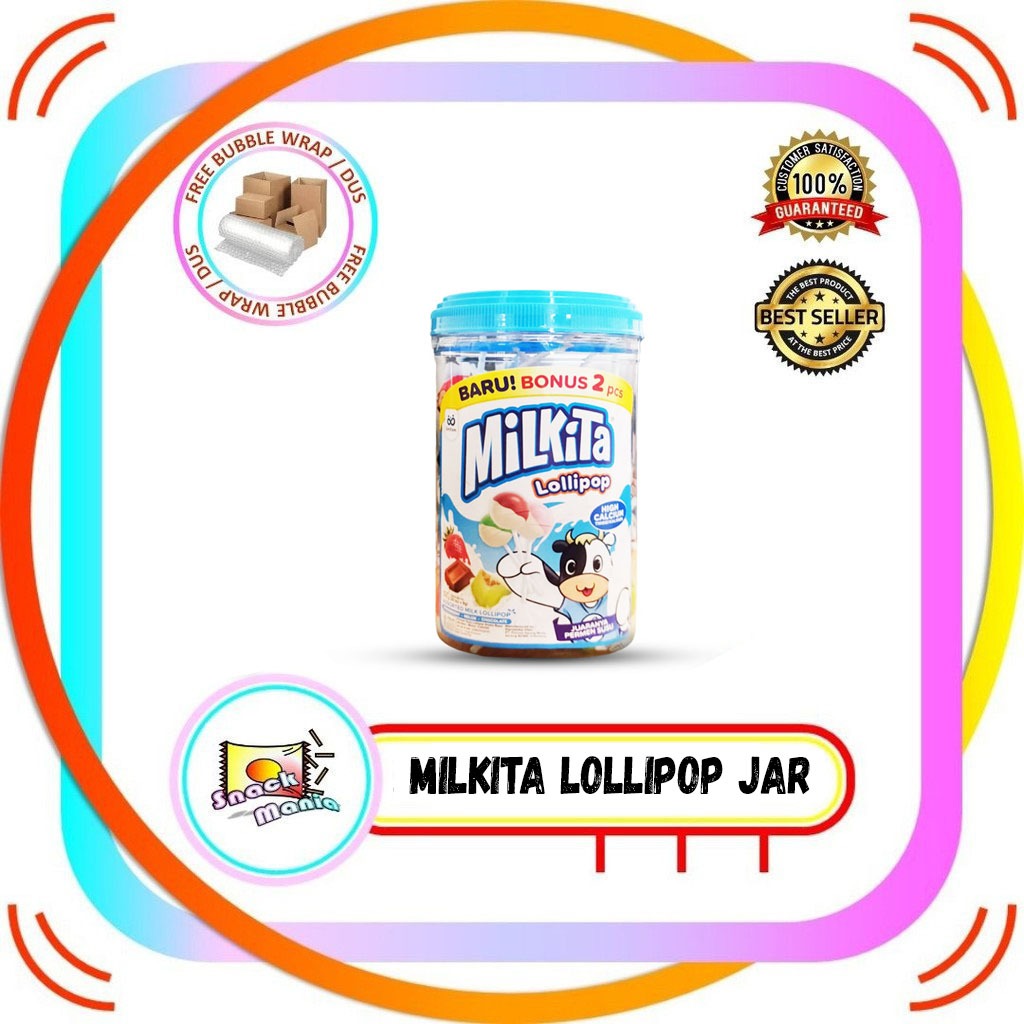 

Milkita Milk Lollipop Lolipop Permen Loli Susu Toples 30 pcs x 9 gr JAR