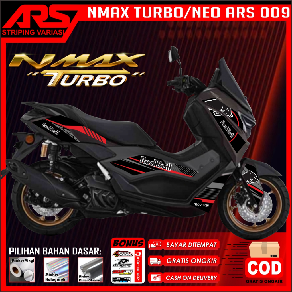 TERBARU Stiker Nmax Turbo/Neo Striping Motor Yamaha Variasi RED BULL