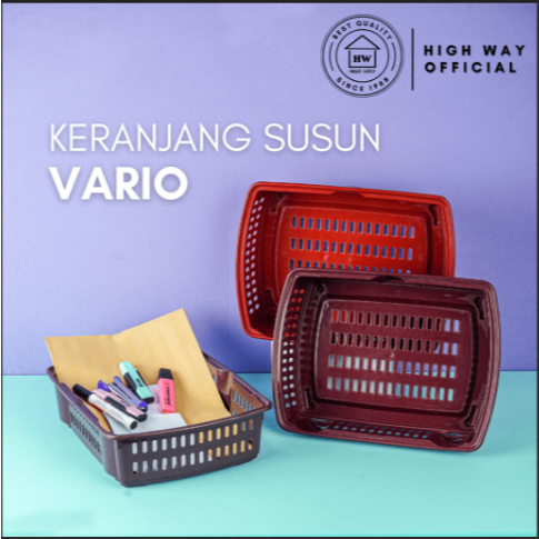Keranjang Vario Tempat Penyimpanan Rak Plastik Serbaguna dokumen alat tulis kantor bumbu dapur kosme