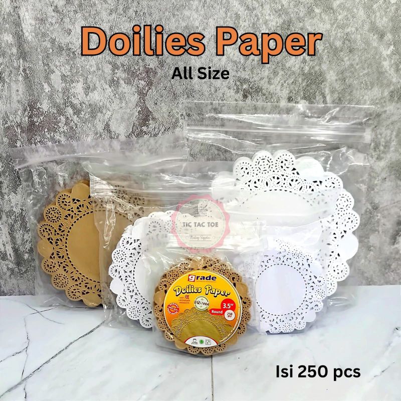 Grade Kertas Renda Putih Alas Kue Roti Doilies Paper Alas Baking Paper isi 250lbr