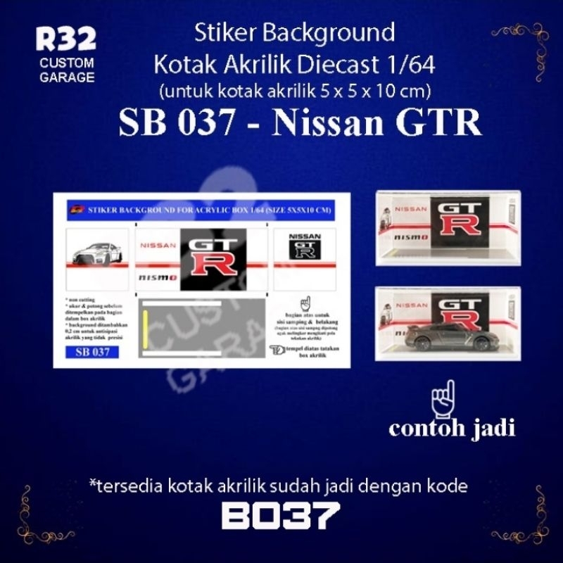 SB037 Stiker Background Kotak Akrilik 1/64 Nissan GTR