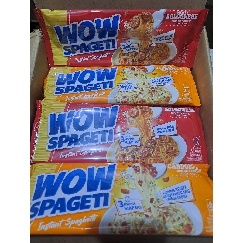 

Ready 1 Dus Wow Spageti Carbonara 88gr 40pcs Bolognese 84gr 40 pcs Exp juni 2025