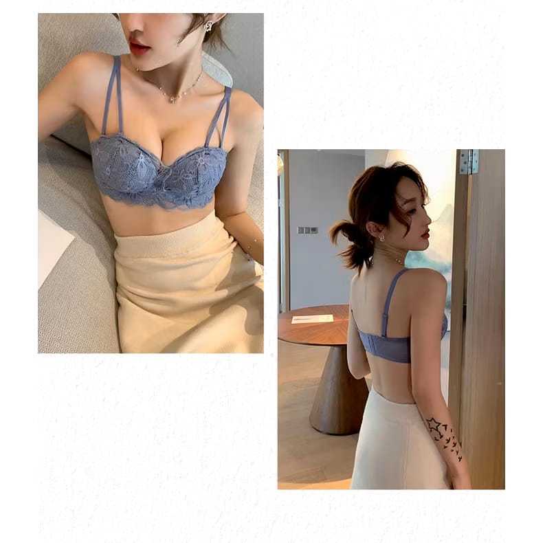 New Bra Wanita Halus BH Renda Floral Sexy Tanpa Kawat Busa Tebal