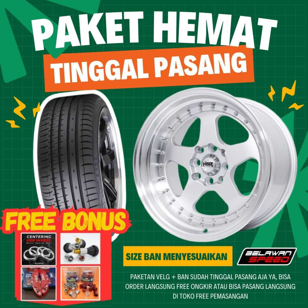 PAKET VELG PLUS BAN RING 16 VELG TIPE CELONG UNTUK JAZZ VIOS YARIS AVANZA MAZDA2 HSR BURN R16 RING 1