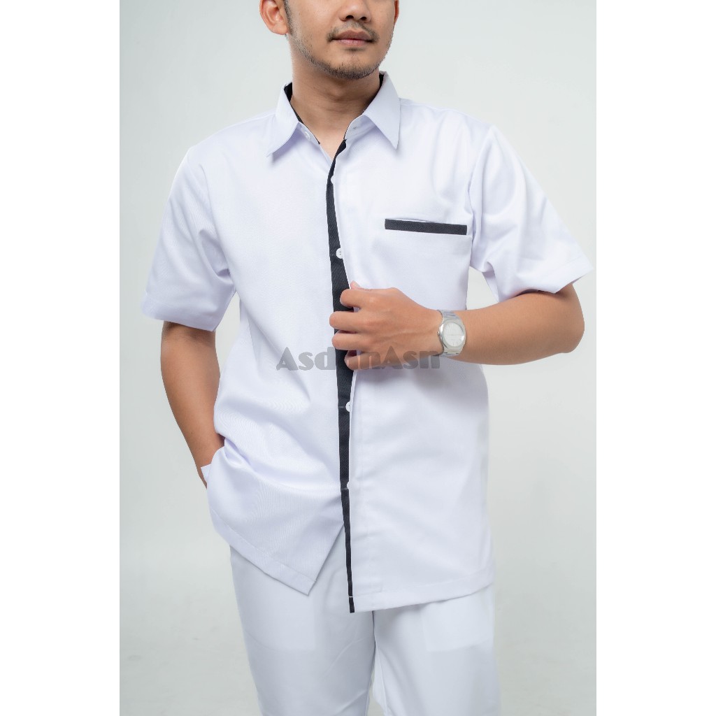 [ JUMBO ] BAJU DINAS HITAM PUTIH Polos / Baju Dinas Hitam Putih ASN PRIA