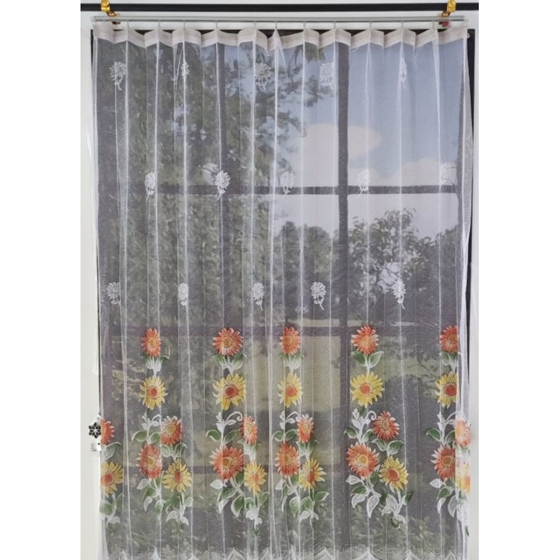 gorden daleman/vitrase daleman gorden motif bunga matahari tinggi 2mtr