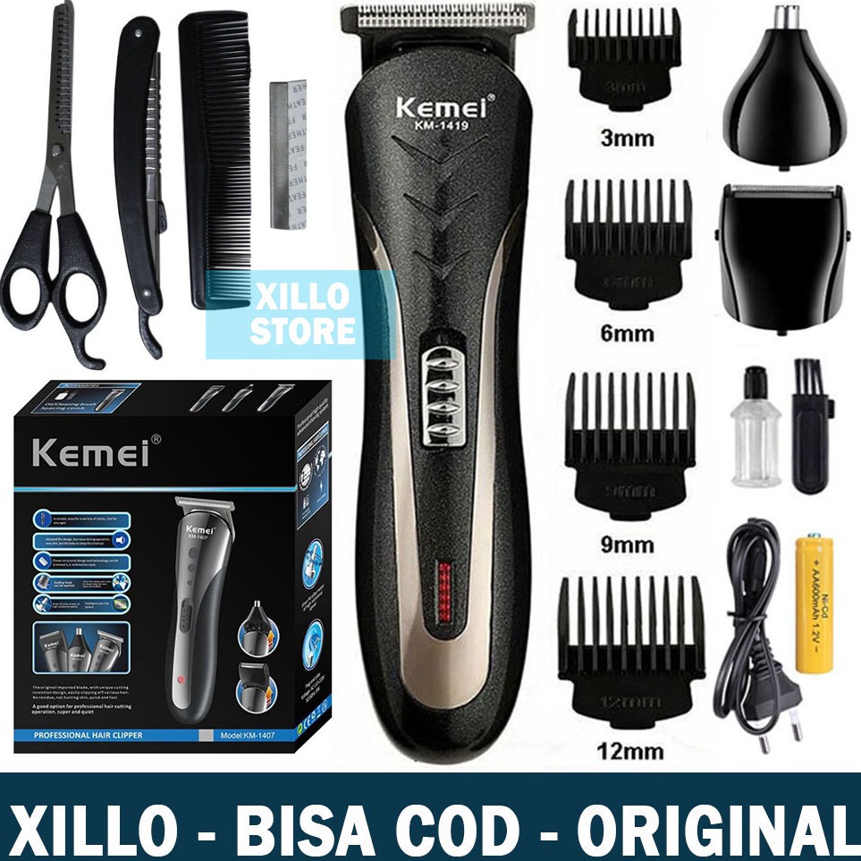 First Update  XILLO Mesin Cukur Rambut Cas KEMEI Multifungsi Alat Potong Rambut Tanpa Kabel Cukuran 