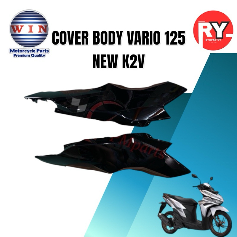 Cover body belakang vario 125 new gen 2 K2V hitam glosy