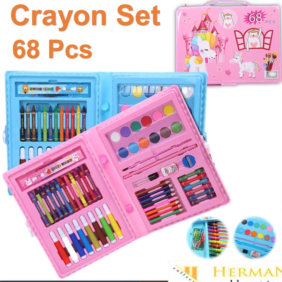 

Pasti Kekinian HC Drawing Set 68Pcs Oil Pastel Crayon 68 IN 1 Set Krayon Mewarnai dan Melukis Lengkap dengan Cat Air Alat Mewarnai Anak Anak Bentuk Koper