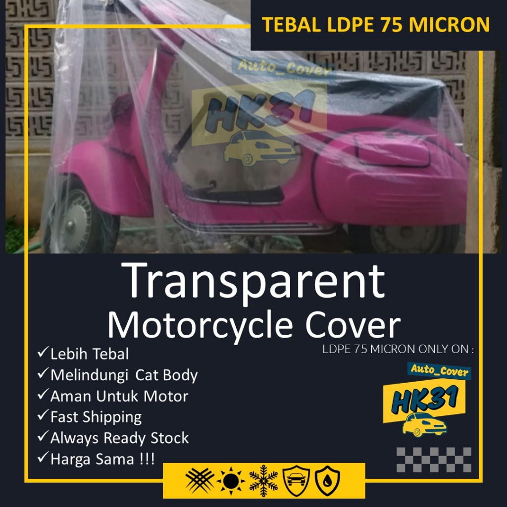 Best Deals Sarung Motor Vespa Premium Transparan Tebal - Cover Motor Vespa Premium Transparan