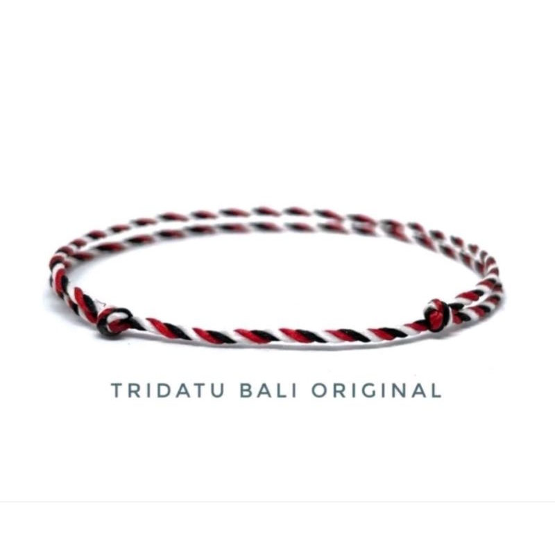GELANG TRIDATU ASLI ORIGINAL KHAS BALI POLOS 3 WARNA MERAH HITAM PUTIH OSROT MURAH 1MM 2MM 3MM SIMPU