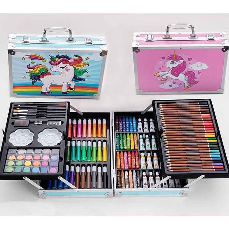 

Super Produsen WD Crayon Set 145pcs Koper Aluminium Besi Krayon Pensil Warna 145 Pcs Box Alat Lukis Anak Koper Set