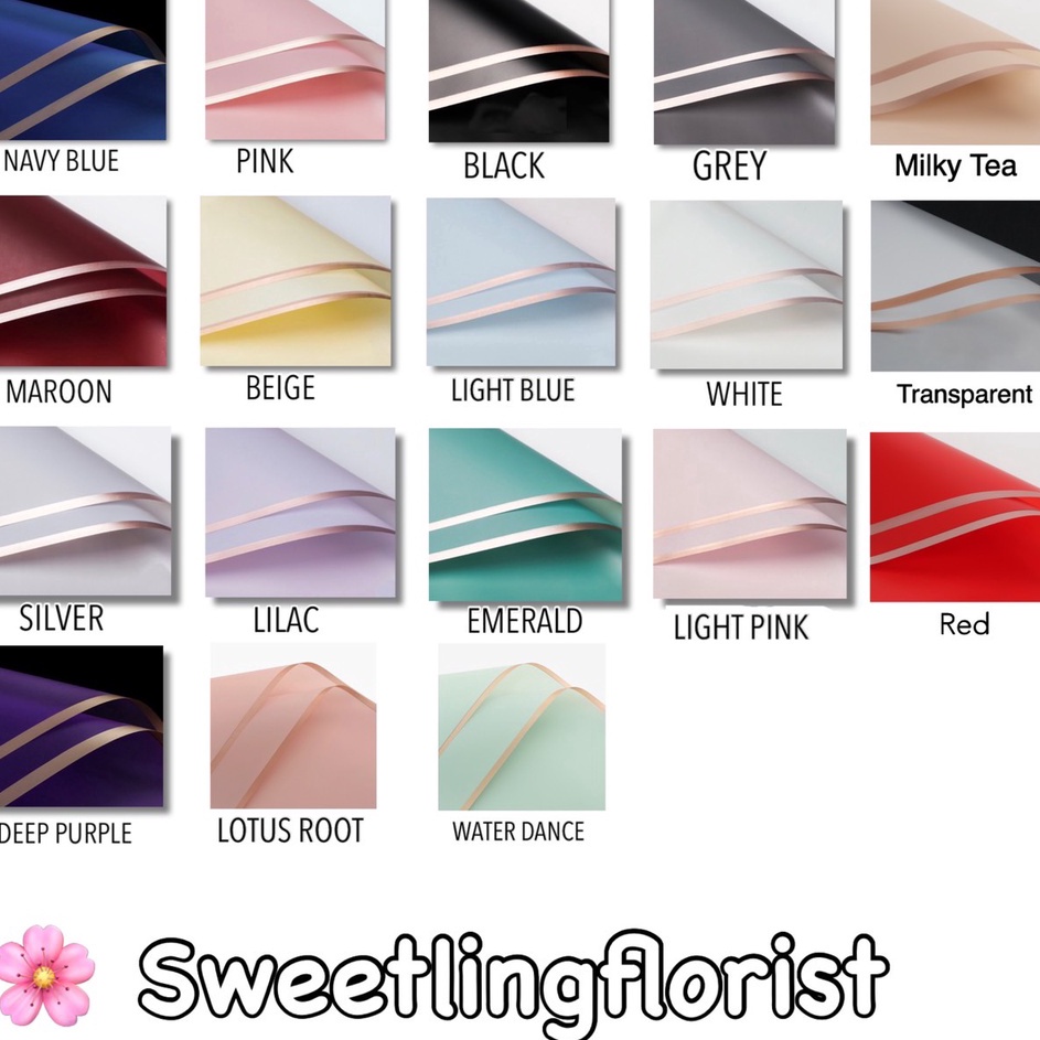 

Produsen Resmi 2 LEMBAR Flower Wrapping Cellophane Paper Gold Line Kertas Bouquet Kertas Buket Bunga Florist