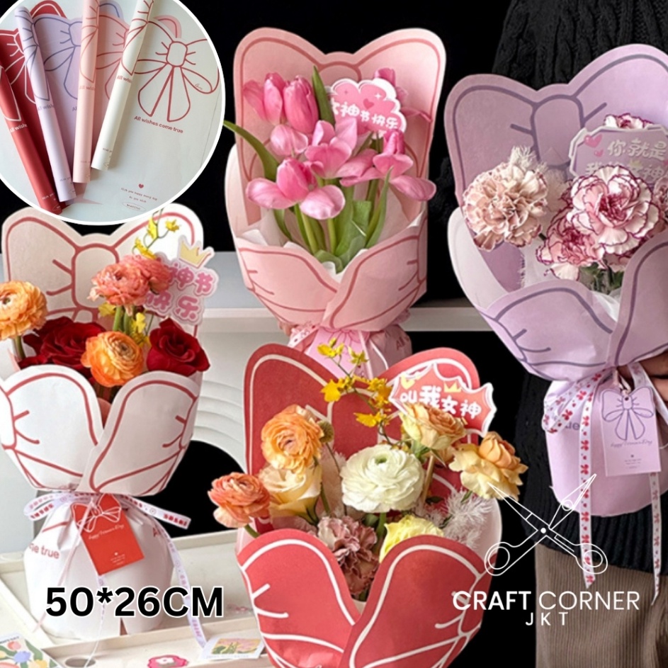 

Pabrik 15 LBR Flower Wrapping Pita Kertas Kado Paper Ribbon Pembungkus Bunga 526cm