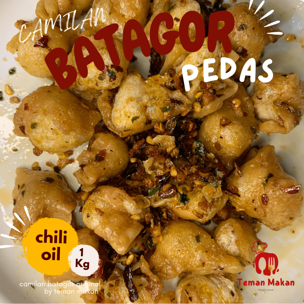 

Camilan Batagor Pedas Chili Oil Daun Jeruk 1Kg Packing Kardus Free Buble Wrap