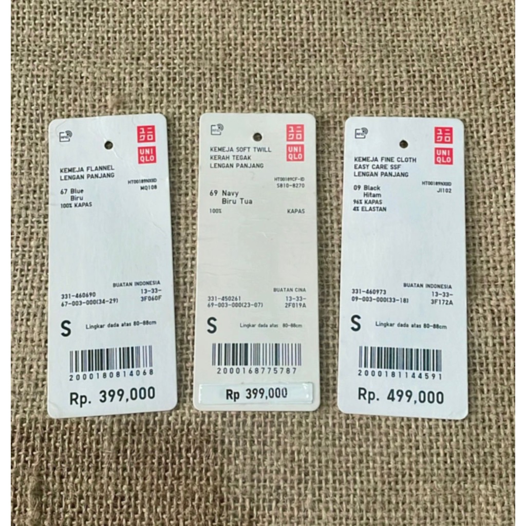 

[Preloved] UNIQLO - Tag / Label / Tag Harga / Label Harga Bekas Pembelian Kemeja (asli)