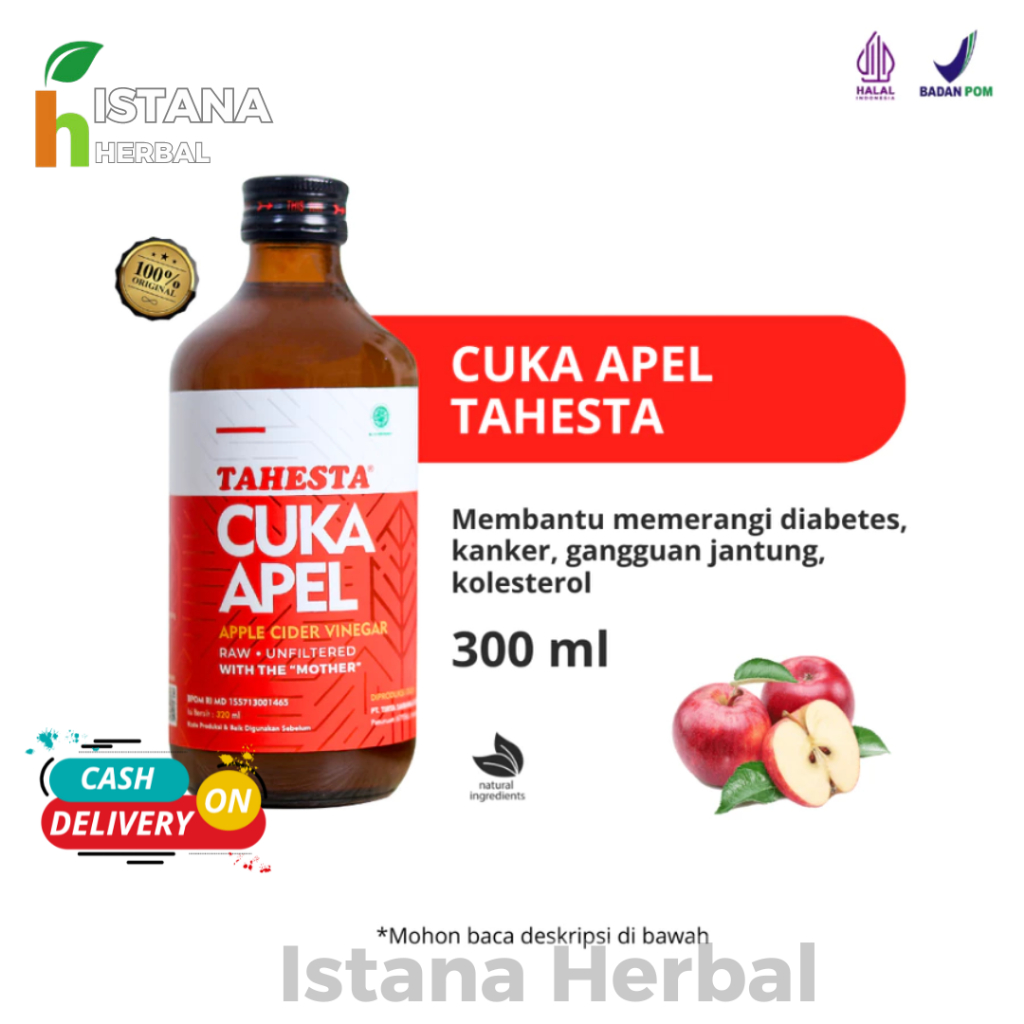 

Cuka Apel Original TAHESTA 320ml - Apple Cider Vinegar With Mother Untuk Kesehatan & Diet