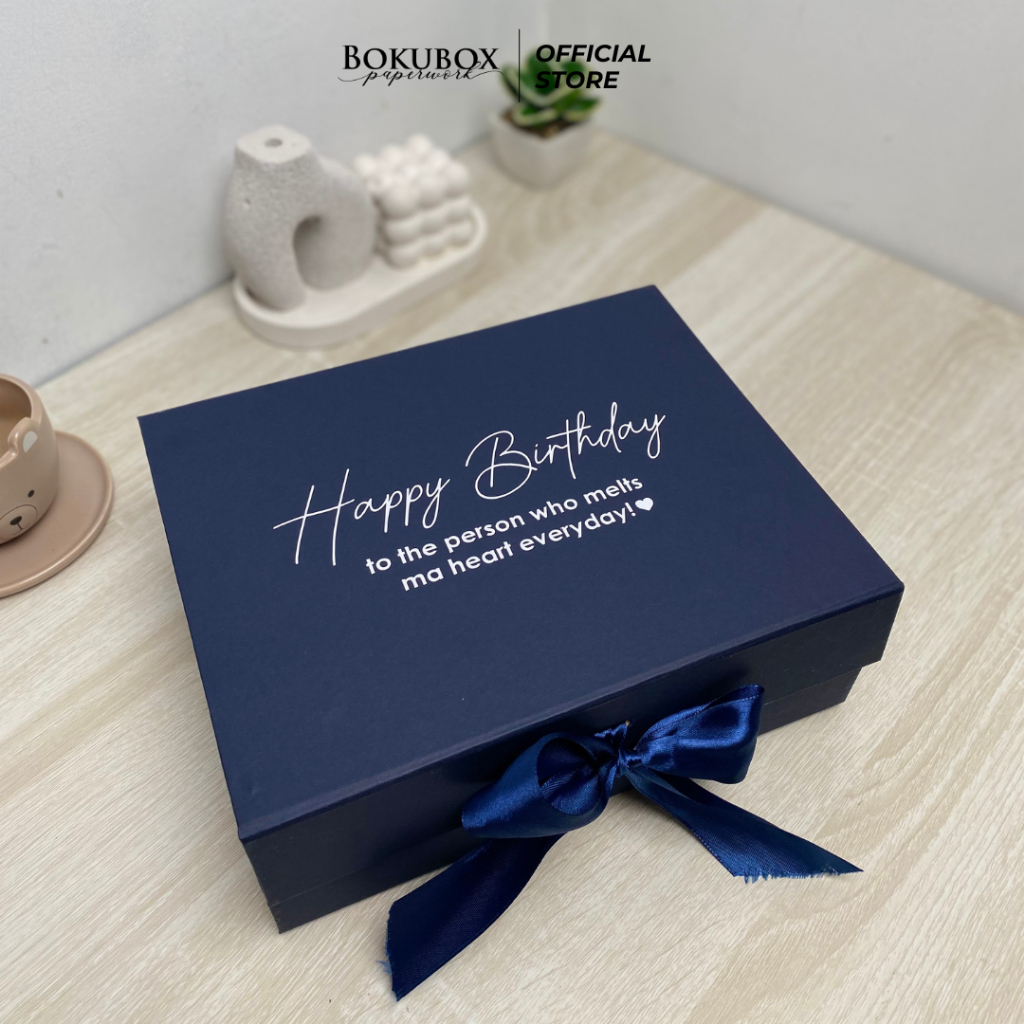 

[30x25x8] NAVY box kancing pita / kancing magnet / hard box / birthday box / gift box / box kado / box ultah