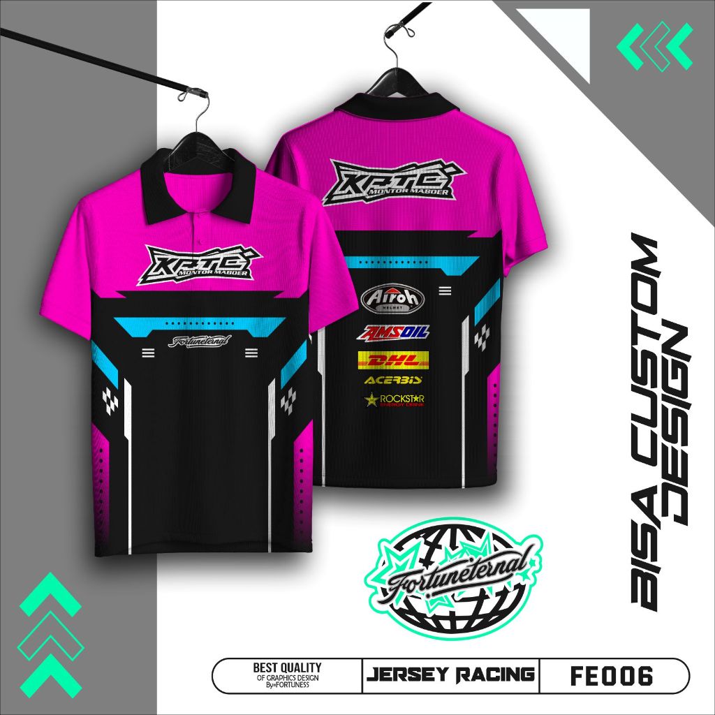 Jersey racing custom warna hitam pink jersey bengkel Unisex