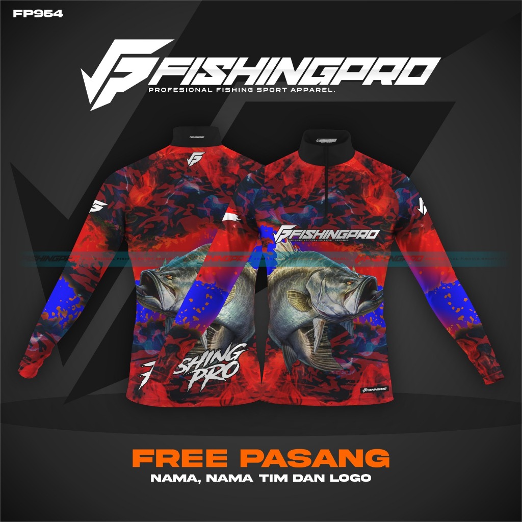 Jersey baju Mancing BARRAMUNDI/KAKAP/MUARA FishingPro Part 134 | Bahan anti UV