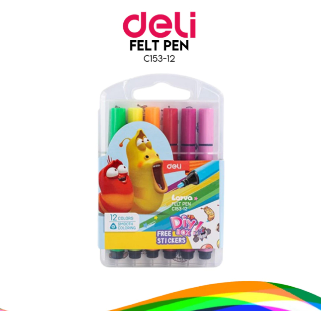 

Deli Spidol Felt Pen 12 Warna C153, Spidol Segitiga Berkualitas, Gratis Stiker