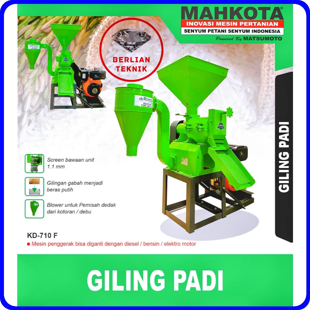 Gilingan Padi Mahkota KD 710 F Corong Besar