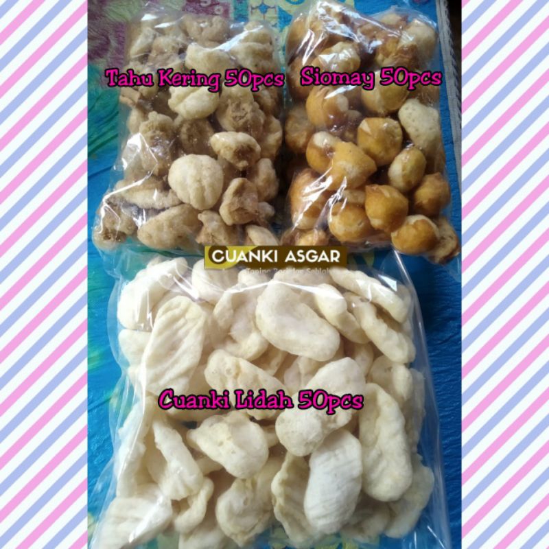 

Paket Hemat Cuanki 150pcs - Cuanki Lidah Tahu Kering Siomay - Toping Boci Seblak Mie Ayam Bakso - Cuanki Garut Asli